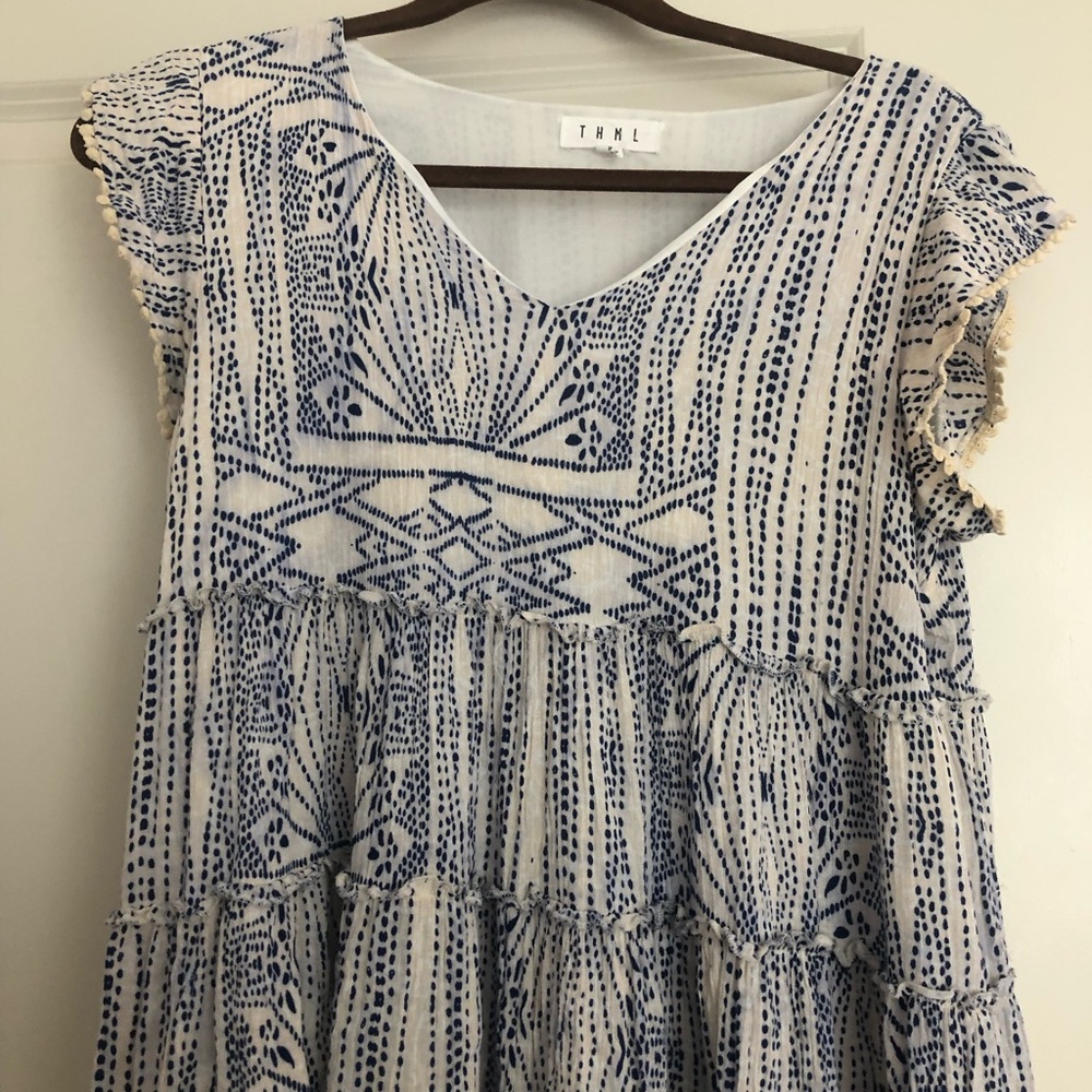 THML, Blue and White Polka Dot Mini Dress